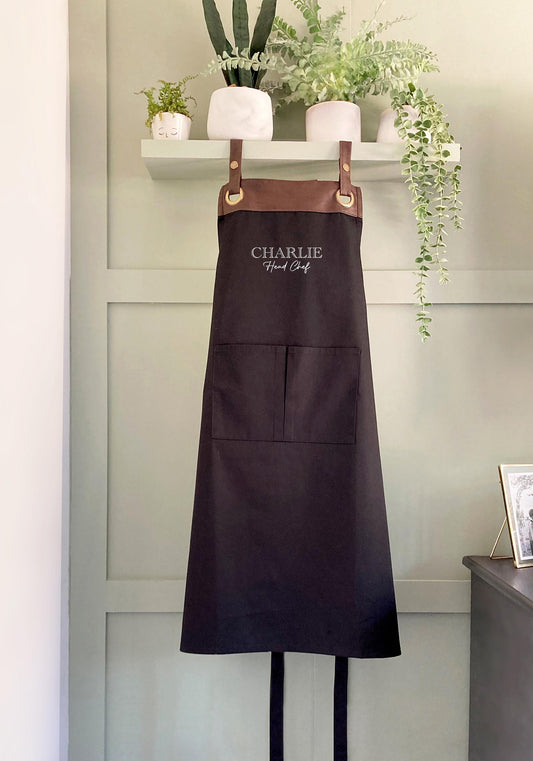 Personalised Head Chef Apron with Pockets, Personalised Name - Dad, Husband, Grandad / Christmas /Birthday gift UK -FREE Uk Postage