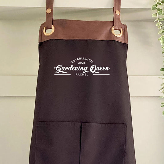 Gardening Queen Apron with Pockets, Mothers day gift 2025 Birthday gift UK -FREE Uk Postage