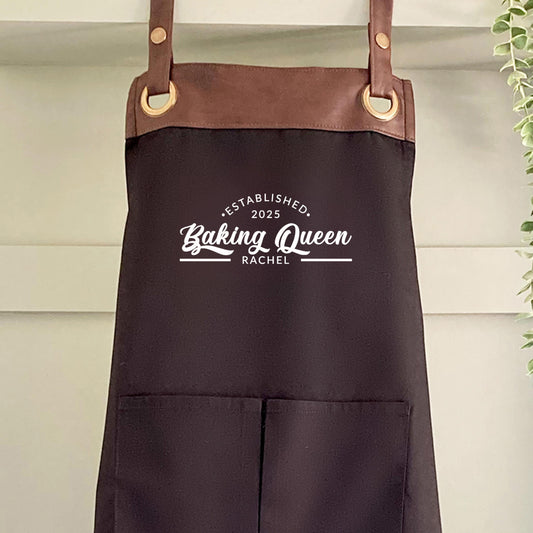 Baking Queen Apron with Pockets, Mothers day gift 2025 Birthday gift UK -FREE Uk Postage